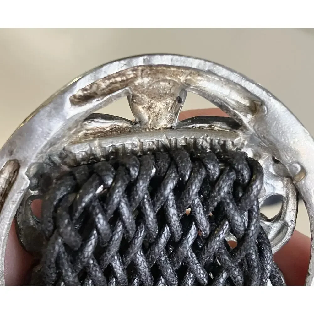 Vintage Modernist Artist Buckle Pewter, Brass Nouveau Statement Woven Mesh Belt - Picture 5 of 6